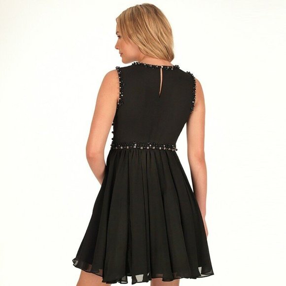 TED BAKER LONDON Black Beaded Davini Party Dress - Size 1 (US Size 4) - Picture 2 of 8